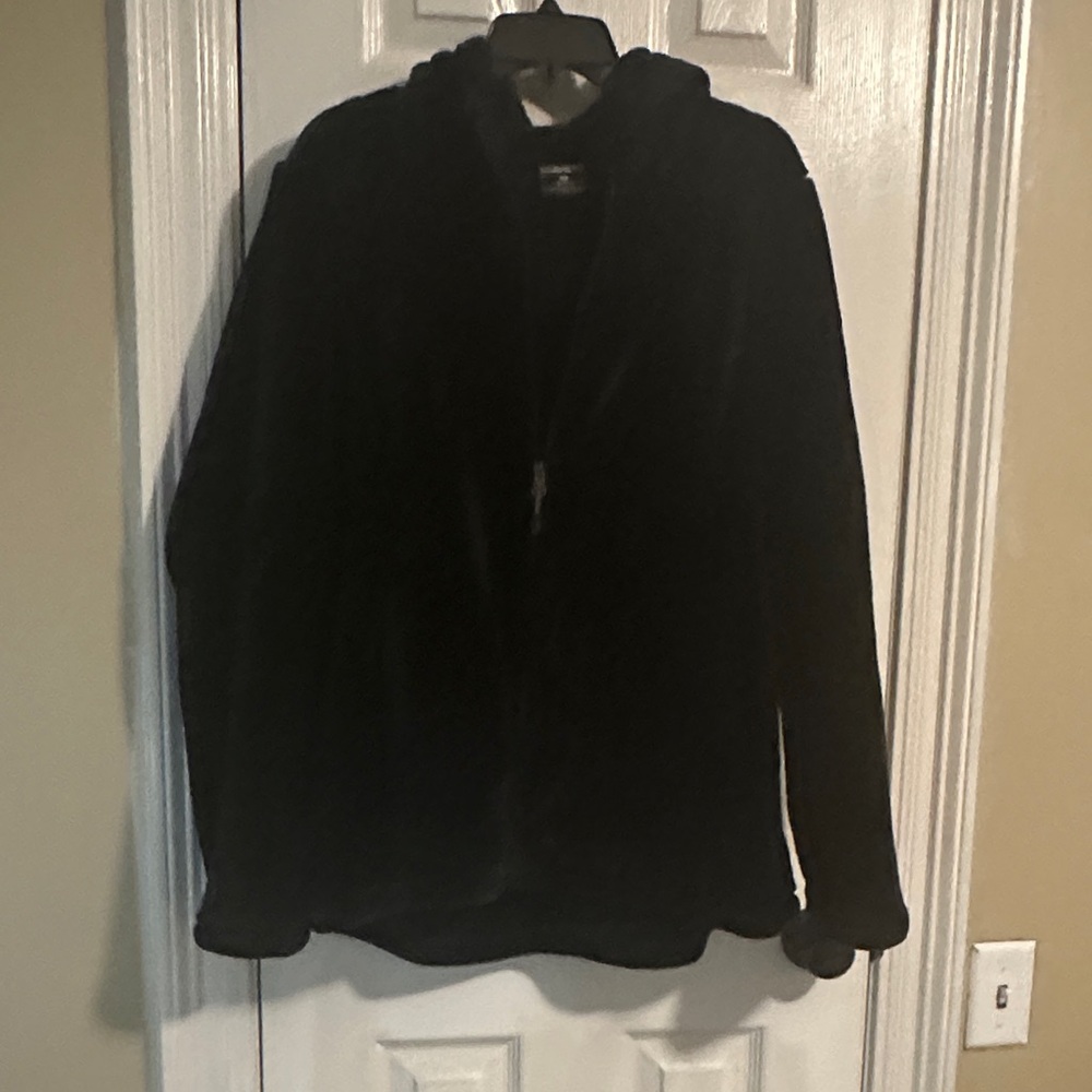 32 % Heat Hoodie Plush Faux Black Fleece Zip-Up Jacket XL